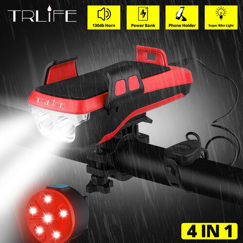 TRLIFE Multifunction 4 IN 1 Bicycle Light Powerful Bike Flas