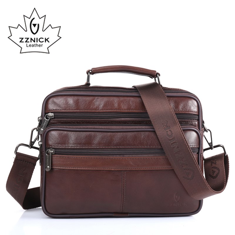 ZZNICK Men messenger bags luxury genuine leather men bag de