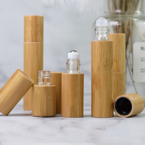 Portable Bamboo Wood Bottle Perfume Empty Oil Bottle Stainl