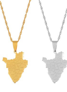 Anniyo Burundi Map With City Name Burundi Pendant Necklaces