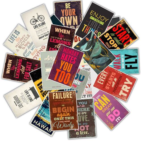 25PCS Motivational Typography Life Quotes Diary Stickers Pl