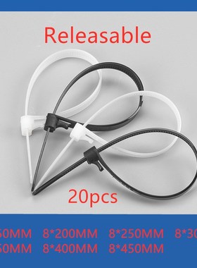20pcs Releasable nylon cable ties may loose slipknot tie reu
