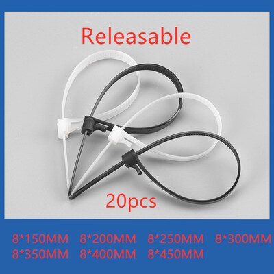 20pcs Releasable nylon cable ties may loose slipknot tie reu