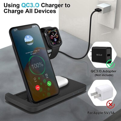 3 In 1 Wireless Charger For Apple Watch 6 5 4 3 2 Airpods P