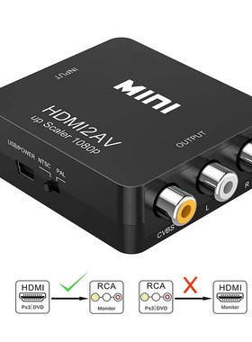 1080P Mini HDMI to VGA to RCA HDMI2AV Composite Adapter Con