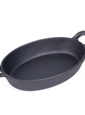 Cast iron flat bottom frying pan uncoated non stick grilling