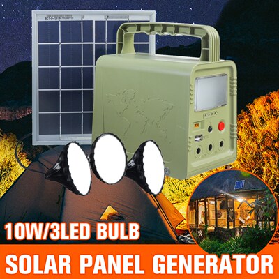 NEW Portable LED Light USB Charger 10W Solar Panel Power Sto