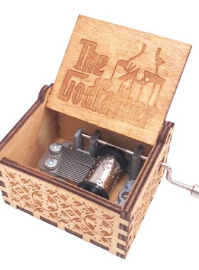 The Godfather Music Box 18 Note Hand Crank Musical Box Carv