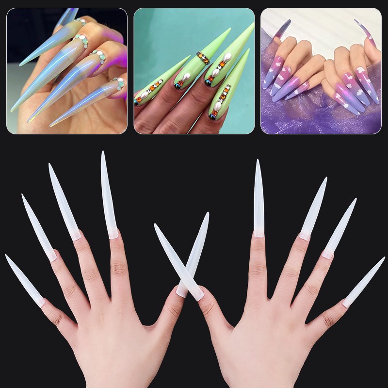 New Extra Long False Nail Tips Press On XXL Full Cover DIY