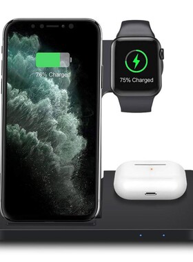 15W Qi Wireless Charger Stand 3 In 1 For IPhone 12 11 XS XR