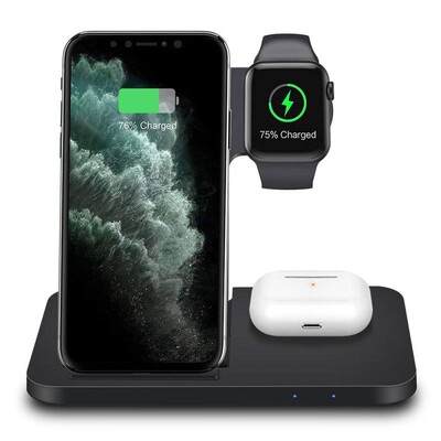 15W Qi Wireless Charger Stand 3 In 1 For IPhone 12 11 XS XR
