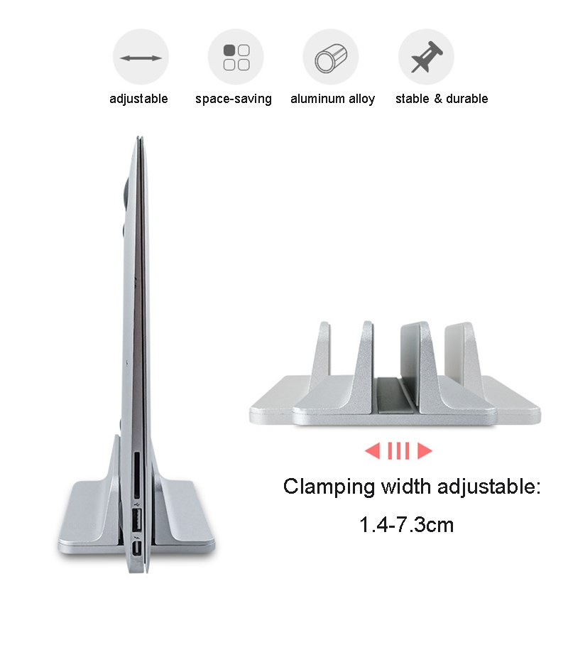Vertical Adjustable Laptop Stand Aluminium Portable Notebook