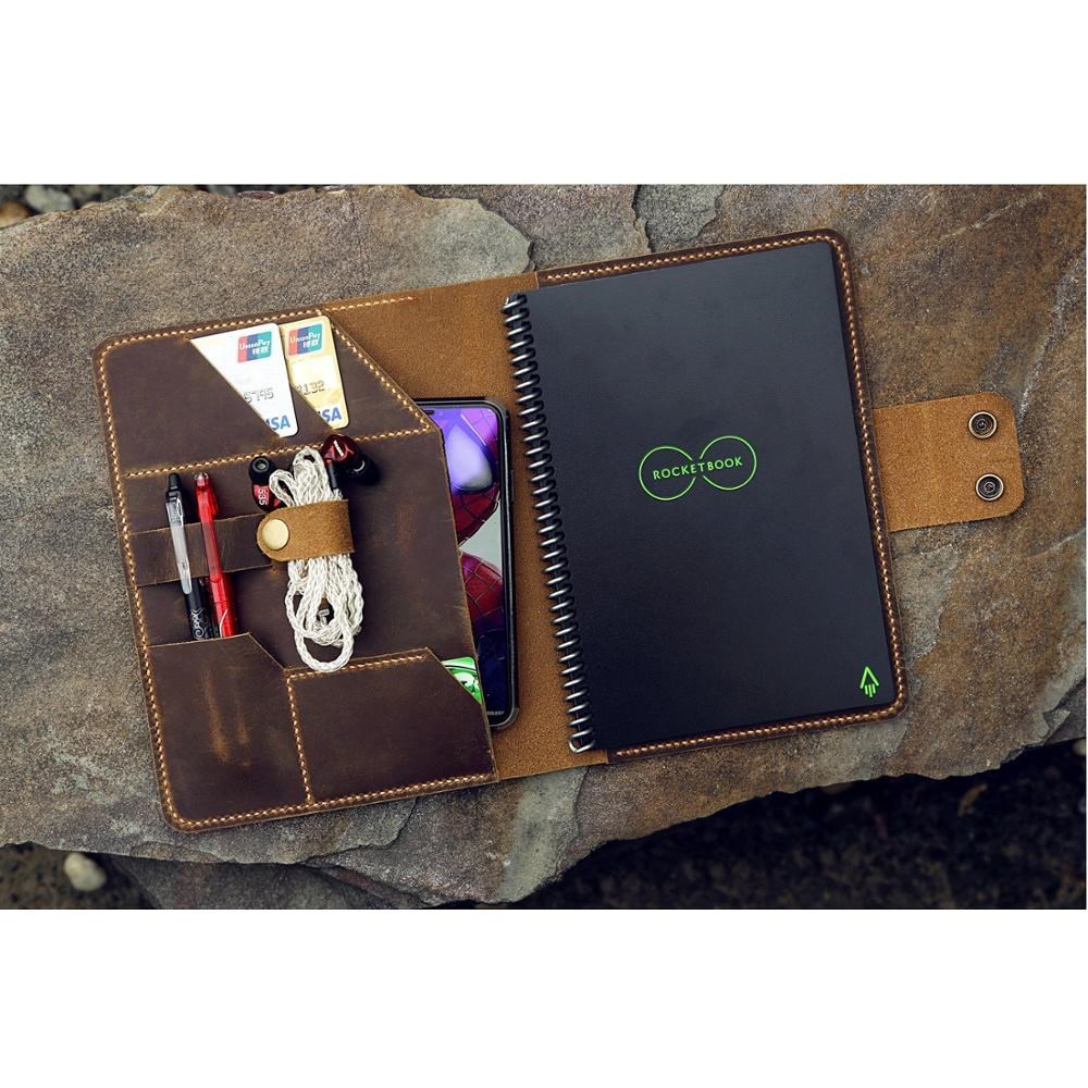 Vintage retro leather cover portfolio folder for Rocketbook