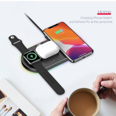 15W Qi Fast Charger Dock Station Pad 3 In 1 Wireless Chargi