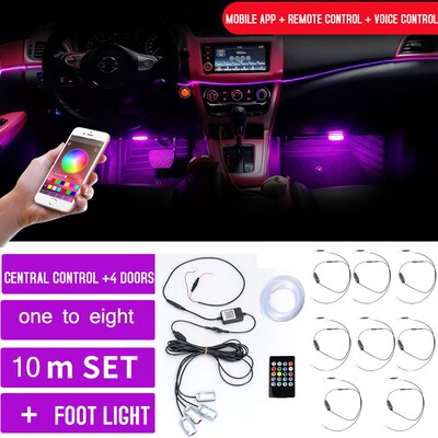 Led Car Interior Ambient Atmosphere Mood Light Rgb App Remot