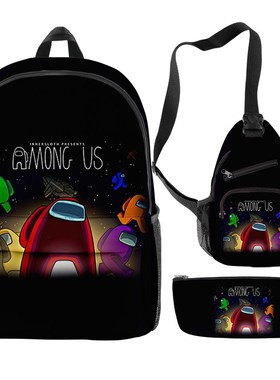 Weysfor 3Pcs/Set 2020 New Game Among US Backpack School Bac