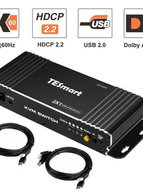 TESmart Ultra HD 2 Port KVM Switch HDMI Switcher 4K@60Hz 4