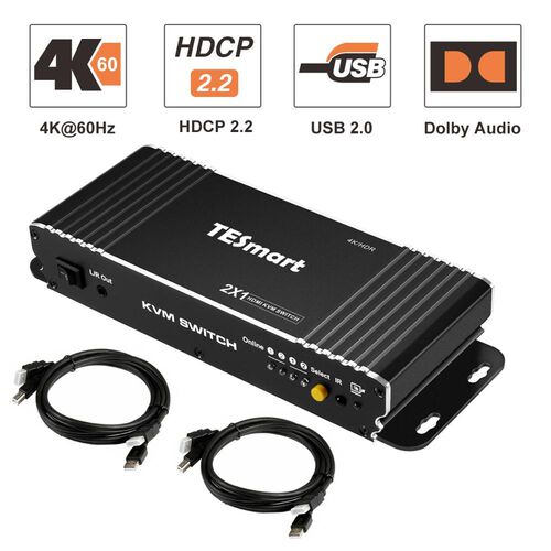 TESmart Ultra HD 2 Port KVM Switch HDMI Switcher 4K@60Hz 4