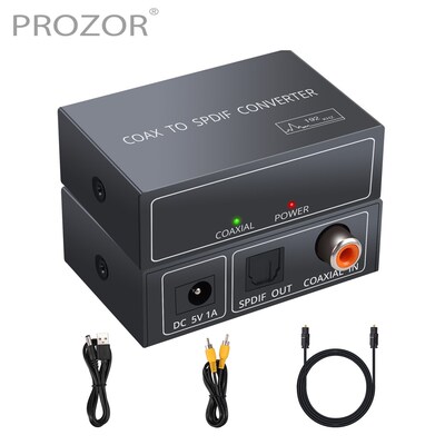 PROZOR 192KHz Coax Coaxial to SPDIF Toslink Converter Digit