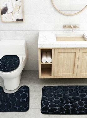 3PCS Set Bath Mat Rug Non Slip Push Bathroom Tet Seat Lid Co