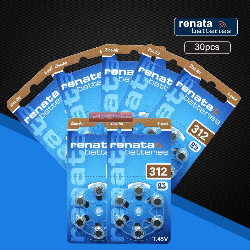 30pcs/5pack Renata Zinc Air Batteries Size 312 P312 PR41 He