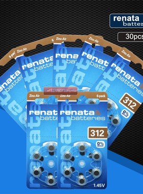 30pcs/5pack Renata Zinc Air Batteries Size 312 P312 PR41 He