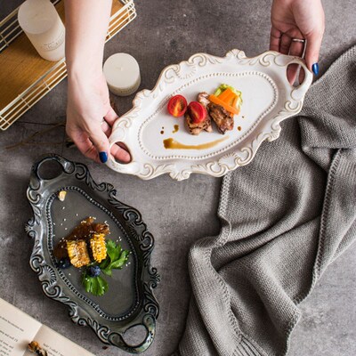 Christmas Ceramic Plate Western White Dish Tableware Embosse