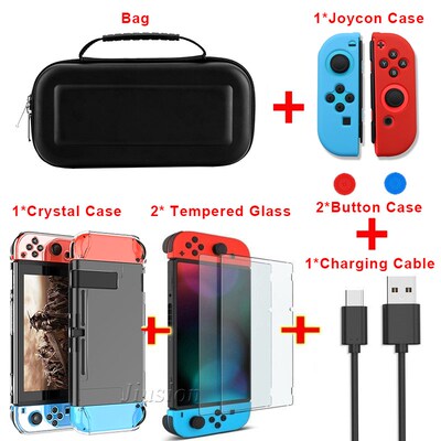 6 in 1 Kit Bag for Nintendo Switch Case Hard Shell EVA Carry