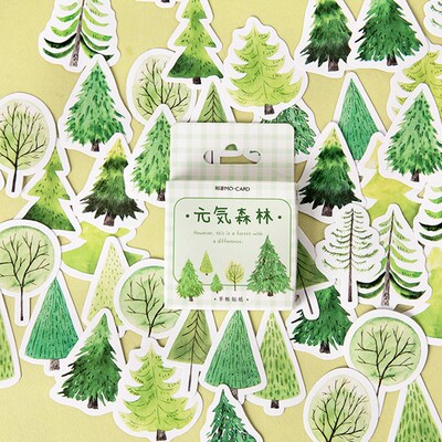 45 pcs/lot Green Forest Tree Paper Sticker Decorative Diary