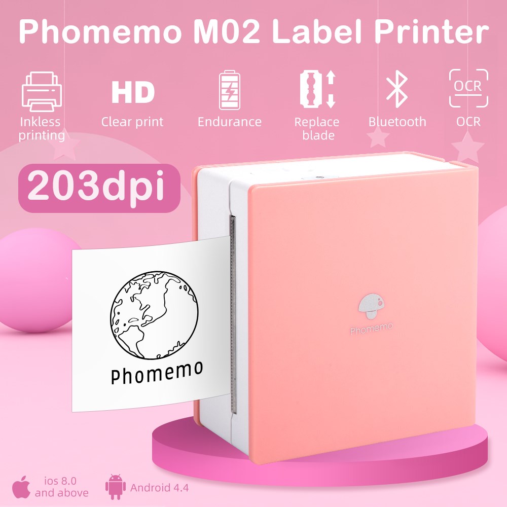 Phomemo Mini Portable Bluetooth Thermal Printer M02 Pocket S