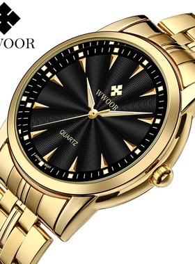 WWOOR Top Brand Luxury Gold Watches For Men Stainless Steel