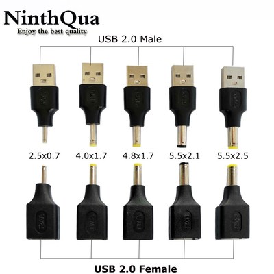 1pcs USB Power Plug Converter To 5.5*2.5 5.5x2.1 4.8x1.7 4