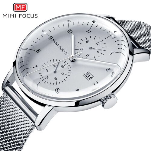 MINI FOCUS Mens Watches Top Brand Luxury Silver Quartz Watc