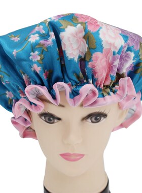 High quality polyester satin fabric double layer shower caps