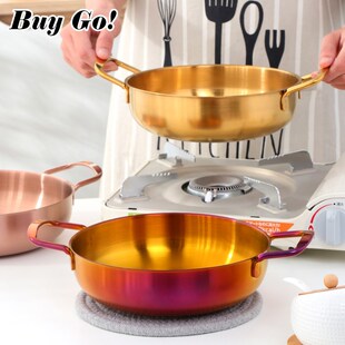 Household Stainless Steel Hotpot Flat Bottom Cooking Pan Pot