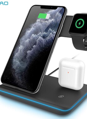 FDGAO 3 in 1 Qi Wireless Charger Station 15W Fast Charging