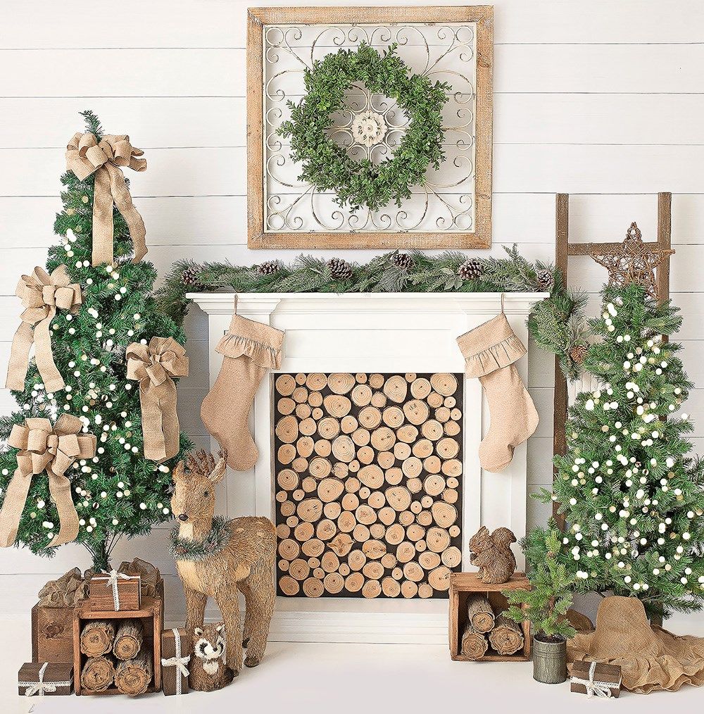 christmas fireplace photography background wood floor xmas t