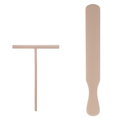 2pcs Pancake Cooking tensils Wooden Crepe Spreader and Spatu