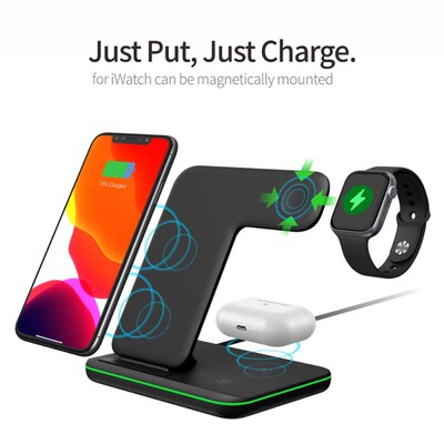 3in1 Qi Fast Wireless Charger For Apple Watch 5 4 3 2 1 Qui