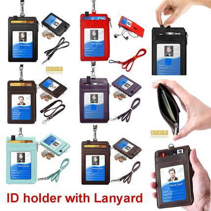 Creative Card Holder PU Leather Employee ID Cover Name Tag W