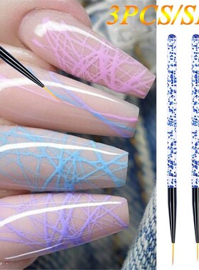 3Pcs/set Kolinsky Nail Brush Crystal Acrylic Thin Liner Dra