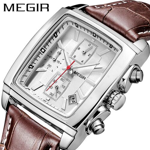 MEGIR Original Watch Men Top Brand Luxury Rectangle Quartz