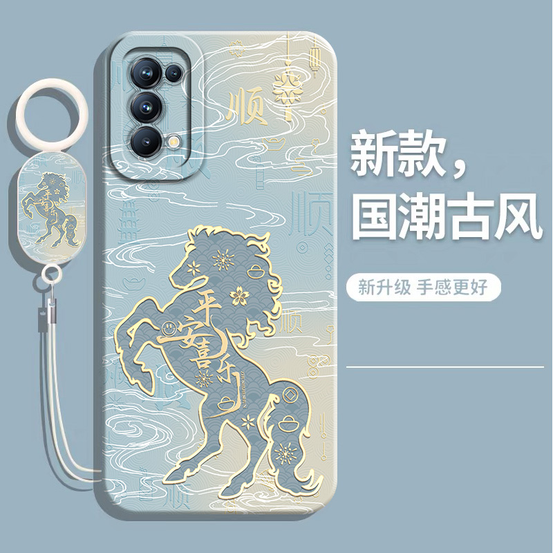 适用opporeno5手机壳液态软壳