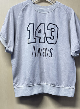 SCULPTOR 早春我爱你143插肩泡泡袖T恤女灰色正肩短袖t恤上衣