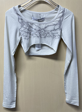 SCULPTOR 春秋性感辣妹超短胸下长袖T恤女士小众显身材上衣