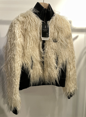 SCULPTOR 环保蒙古风羊毛夹克冬季女立领保暖毛茸茸外套皮草大衣