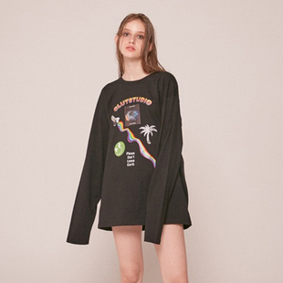 太空彩虹印花圆领宽松长袖 王嘉尔MARK林在范同款 卫衣 STUDIO CLUT