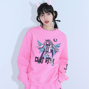 CLUT 美少女蝴蝶结绑带印花圆领宽松卫衣 STUDIO