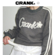 24冬季 新品 美式 CRANK 侧条纹拼接圆领毛衣女百搭刺绣套头针织衫