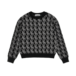 LUVISTRUE MOMO平井桃同款美式复古字母提花圆领毛衣针织衫